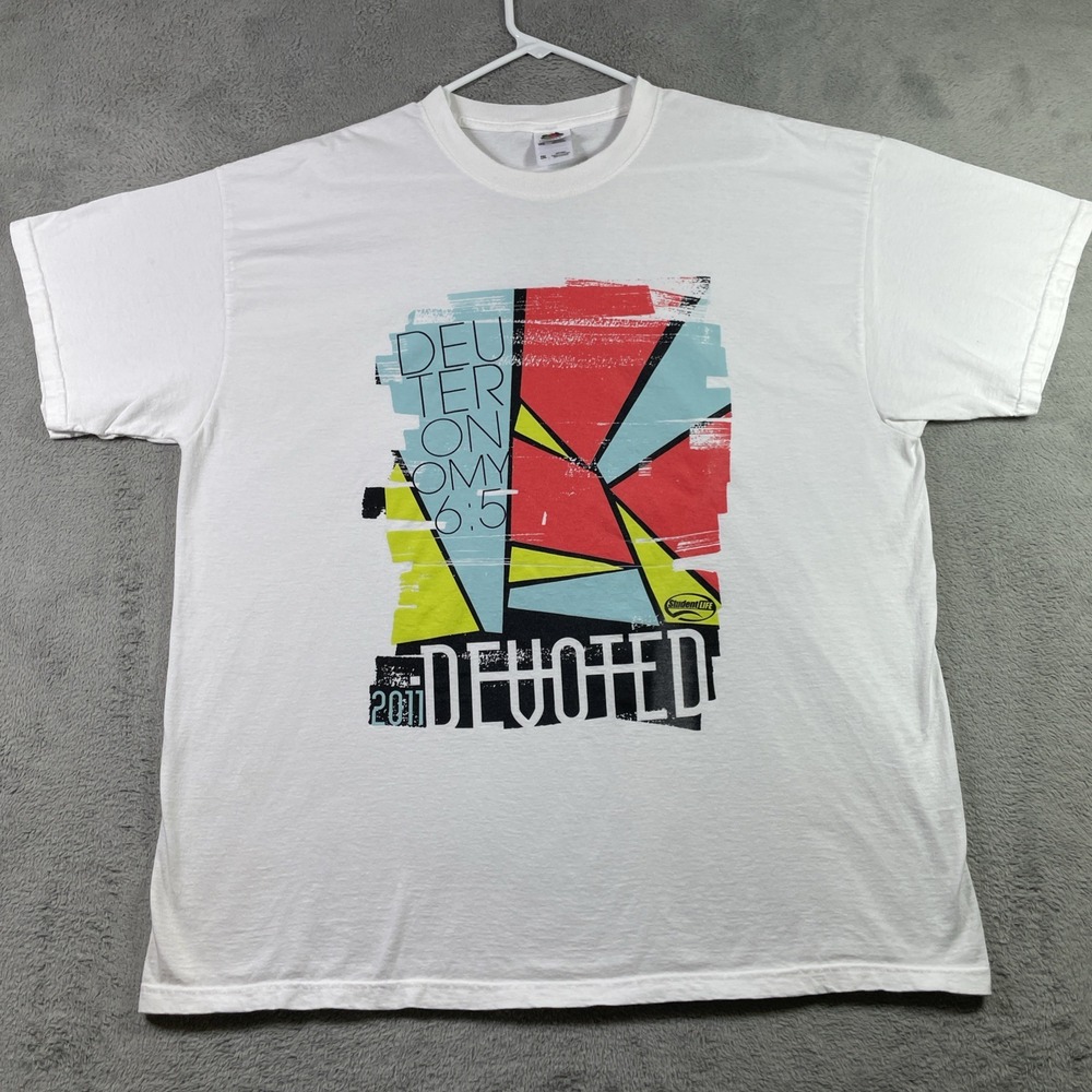 2011 Jesus Shirt Adult 2XL XXL White Deuteronomy 6:5 Religious Graphic Tee SS